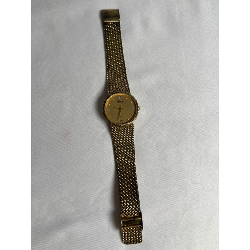 Vintage Gruen Precision Mesh Bracelet Watch Womens OS Gold Good